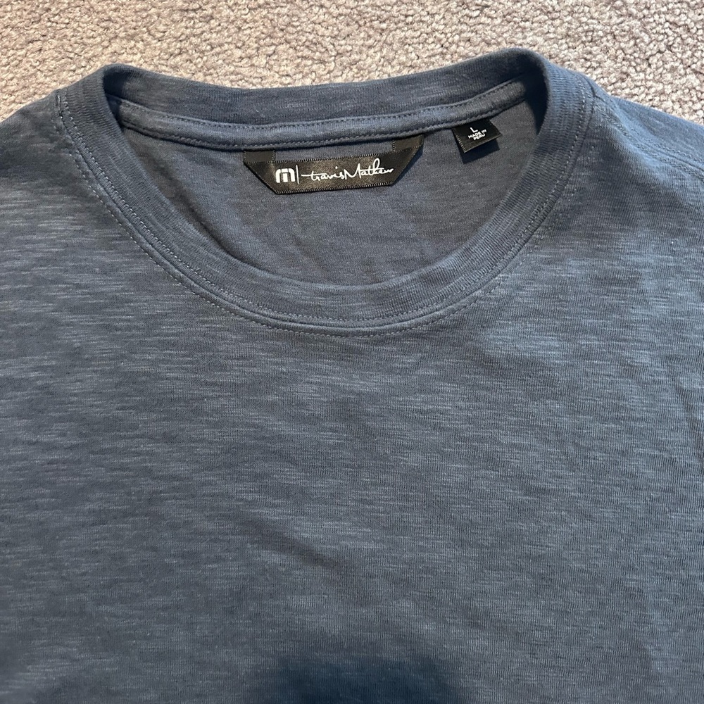 Travis Mathew Blue Long Sleeve Tee Classic Crew Neck